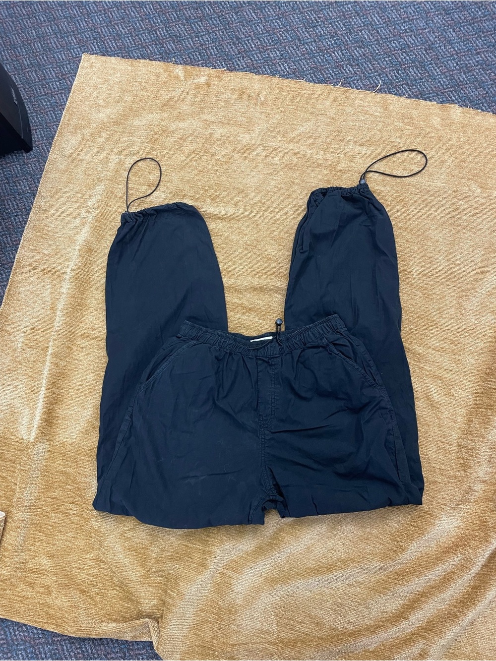 Zara ladies size small Black Lightweight cotton Drawstring Waist joggers